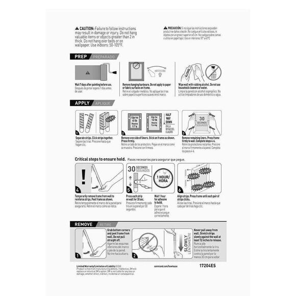 Command Medium Picture Hanging Strips 17204ES Damage Free Strong White, 6 Pairs - Picture 5 of 6